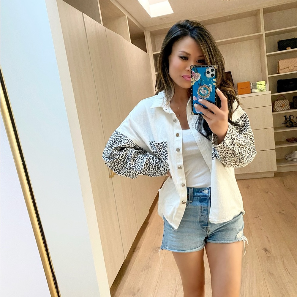 Cheetah/White Denim Jacket